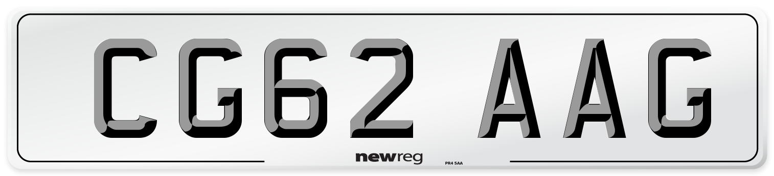 CG62 AAG Number Plate from New Reg